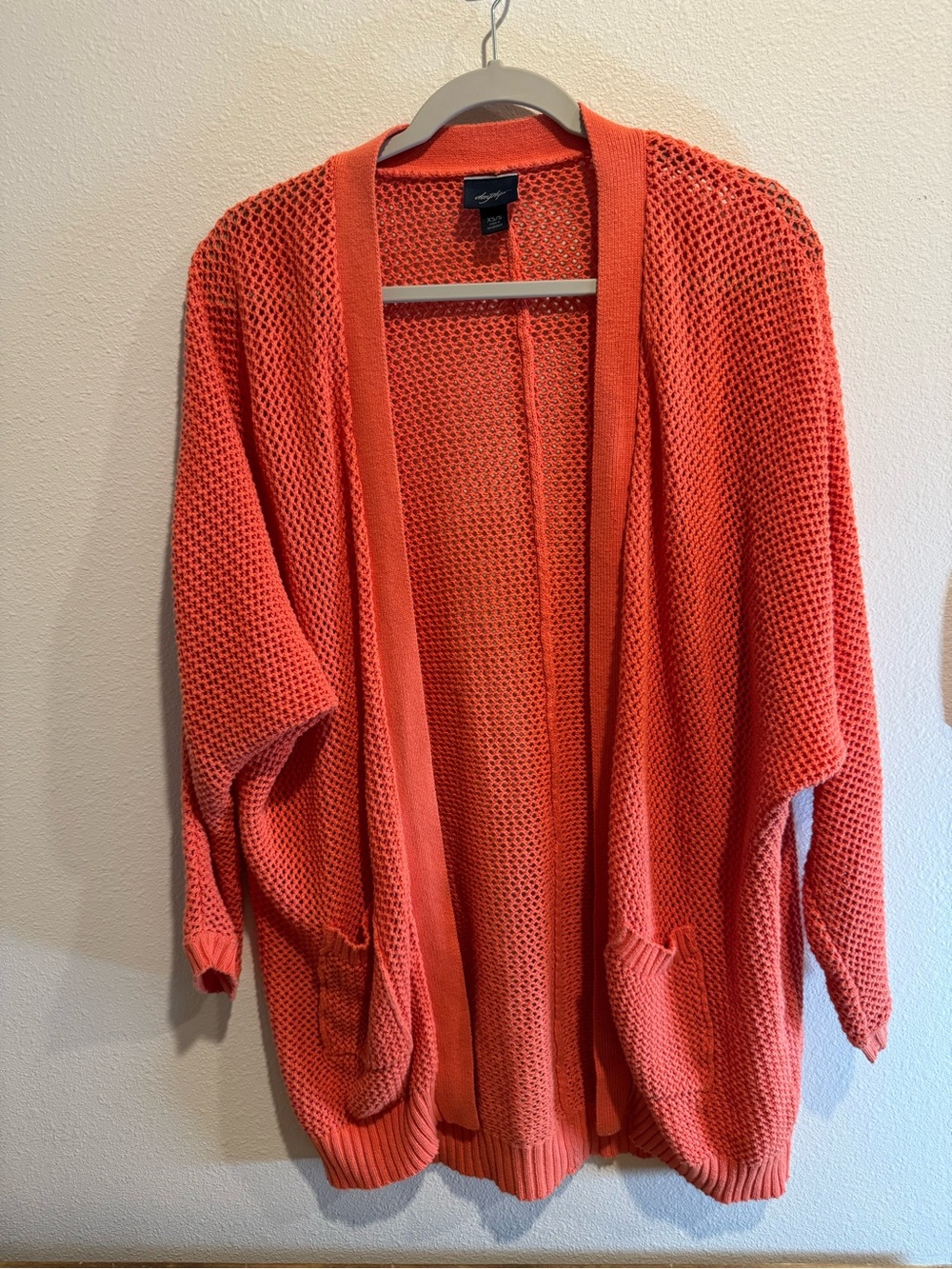Daytrip Coral Open-Weave Pocket Cardigan